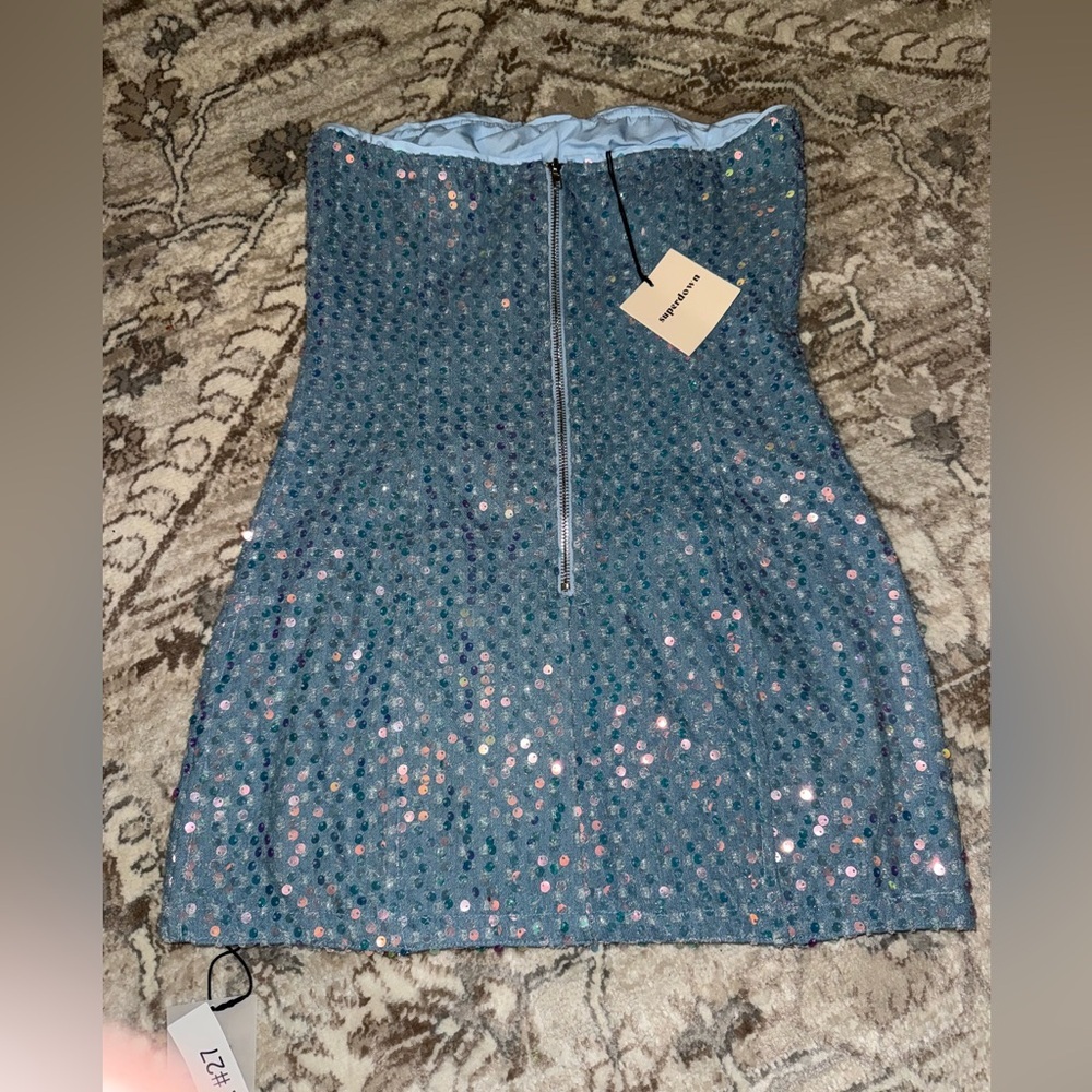 Superdown Shimmering Blue Sequin Dress - Picture 3 of 3